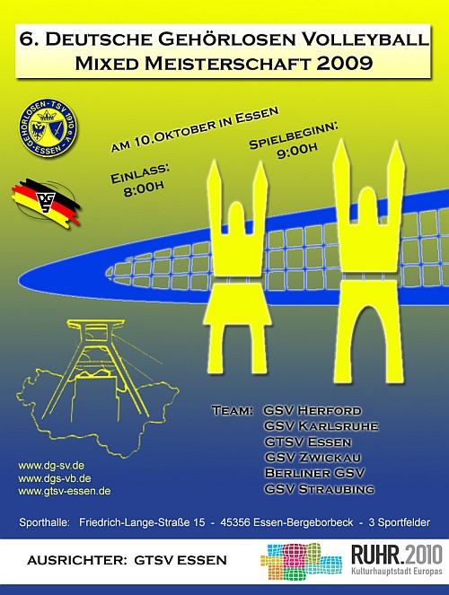 Plakat der dt.Mixedmeisterschaften der Gehörlosen in Essen